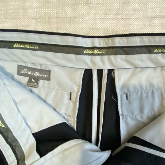 Eddie Bauer Mens Black Cotton Classic Fit Flat Front Office Casual Pant-34X32 - Picture 11 of 14